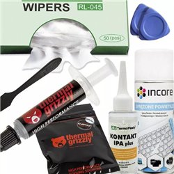 Mikrusy Pasta Thermal Grizzly Aeronaut + Alkohol IPA + Ściereczki + Otwieraki + Sprężone powietrze