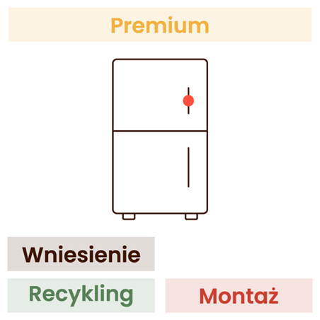 Montaż lodówki w zabudowie i zmiana kierunku otwierania drzwi (wniesienie, montaż drzwi po właściwej stronie, regulacja zawiasów