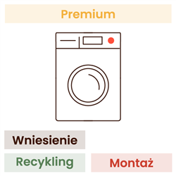Montaż pralki lub suszarki KOMFORT (wniesienie, wypoziomowanie, zdjęcie blokad, podłączenie, recykling, demontaż starego urządze