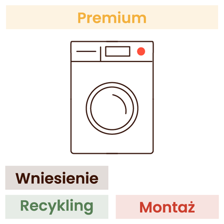 Montaż pralki lub suszarki KOMFORT (wniesienie, wypoziomowanie, zdjęcie blokad, podłączenie, recykling, demontaż starego urządze