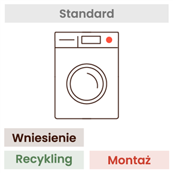 Montaż pralki lub suszarki KOMFORT (wniesienie, wypoziomowanie, zdjęcie blokad, podłączenie, recykling, demontaż starego urządze
