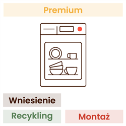 Montaż zmywarki KOMFORT (wniesienie, wypoziomowanie, podłączenie, recykling, zdjęcie zabezpieczeń, montaż szuflad, wyniesienie o