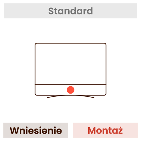 Montaż telewizora KOMFORT (wniesienie, przykręcenie podstawy, ustawienie, konfiguracja kanałów, ustawienie sieci WiFi, wyniesien