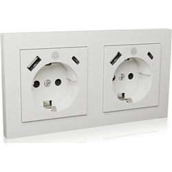 Icy Box ICY BOX flush-mounted socket set IB-MPS4200W-PD, with USB PD charging function (white, 2 pieces)