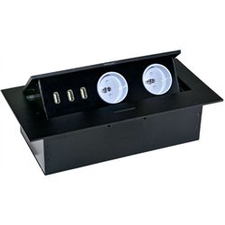 Orno Gniazdo wpuszczane w blat 3xUSB 2x230V AC Czarne (OR-AE-1324/B)