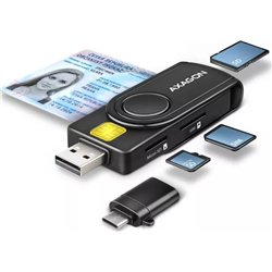 Axagon CRE-SMP2A Czytnik kart identyfikacyjnych & SD/microSD/SIM card PocketReader USB