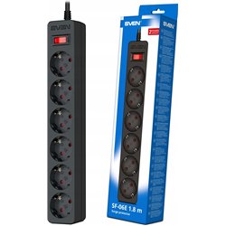 Listwa przeciwprzepięciowa SVEN SF-06E 3,0 m, (6 gniazd) czarna