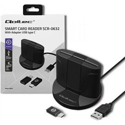 Qoltec QOLTEC CZYTNIK CHIPOWYCH KART ID INTELIGENTNY | SCR-0632 | USB TYP C