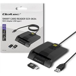 Qoltec QOLTEC CZYTNIK CHIPOWYCH KART ID INTELIGENTNY | SCR-0634 | USB TYP C