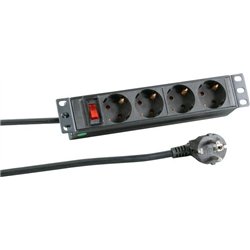 Listwa zasilająca EFB EFB 25,40cm 10Zoll 1HE Steckdosenleiste 4-fach SCHUKO Steckdosen mit Schalter im Aluprofil SCHWARZ
