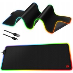Defender Podkładka Defender Gaming BLACK XXL LIGHT 780x300x4mm podświetlenie LED RGB + 2x HUB USB