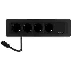 DELTACO flush-mounted power panel, 4 sockets, GST18 connection, daisy chaining