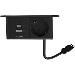 DELTACO power panel, 1 socket, 1x21W A+C USB charger, GST18 connection