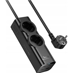 HOCO listwa zasilająca 2 gniazda + USB A + 3 x Typ C PD QC3.0 3A 67W NS10 2 m czarna