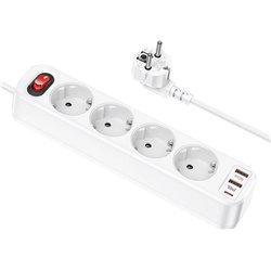 Listwa zasilająca Hoco HOCO listwa zasilająca 4 gniazda + 2 x USB A + Typ C PD QC3.0 3A 20W NS1 1,8 m biała