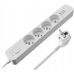 Listwa zasilająca Defender SFS 133 1,5 m, 4 gniazda, 3x USB biała