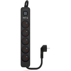 Listwa zasilająca Kerg Urządz. zas.-zabezpiecz. KERG z wyłącznikiem-5 gniazd-czarny-1,5m-16A-H05VV-F-3x1,5mm2