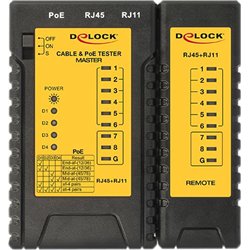 Delock Tester przewodów RJ45 / RJ12 / PoE (86107)