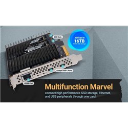 Sonnet McFiver PCIe Card - Multifunction Adapter Card with Dual M.2 NVMe SSD Slots, 10Gb�Ethernet and Two 10Gbps USB-C�Ports