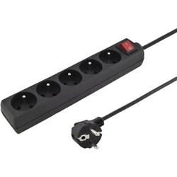 Konnoc DX-5FS 5m pětizásuvka s vypínačem ČERNÁ