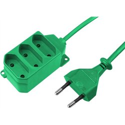 Jonex Przedłużacz 3-gniazda b/u Euro 2,5A 1,5m /OMYp 2x0,75/ zielony PS-362 P