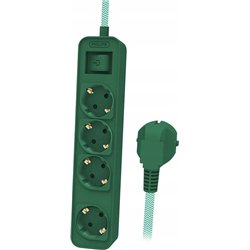Philips PRZEDŁUŻACZ SIECIOWY PHILIPS LISTWA ZASILAJĄCA PRZEPIĘCIOWA ZIELONA 4 GNIAZDA 1,5M CHP2147G/60