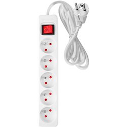 Neo Przedłużacz listwowy 5m, 3x1.5mm2, 5G, biały, ON/OFF