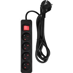 Neo Przedłużacz listwowy 1.5m, 3x1.5mm2, 4G, czarny, ON/OFF