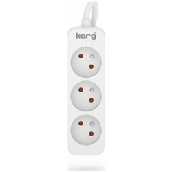 Kerg Przedłużacz KERG bez wyłącznika-3 gniazda-biało-szary-1,5m-10A-H05VV-F-3x1,0mm2