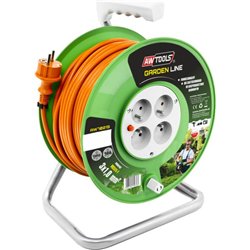 AWTools Przedłużacz bębnowy Garden Line 3 x 1mm 10A 4 gniazda pomarańczowy 25m (AW70213)