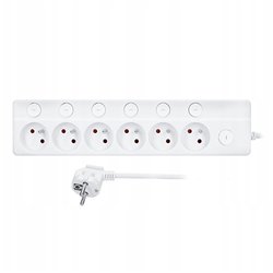 Solight 6z prodlužovací přívod, 3m, 3 x 1mm2, bílý, 6+1 vypínač