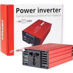 Przetwornica AMiO Przetwornica napięcia 12V/230V 300W/600W 2xUSB AMiO PI03