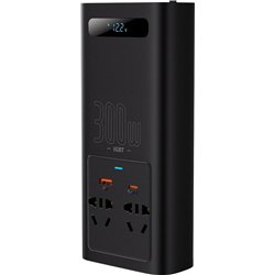 Przetwornica Baseus Baseus IGBT samochodowa przetwornica inwerter prądu 300W 220V (wtyczka CN/EU) czarny (CGNB010101)