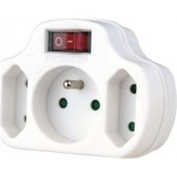 Emos Rozgałęźnik wtyczkowy z wyłącznikiem 1-gniazdo z/u + 2x Euro biały (P0029)