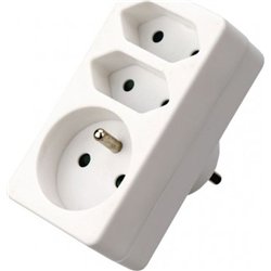 Emos Rozgałęźnik wtyczkowy 1-gniazdo z/u + 2x Euro biały P0025