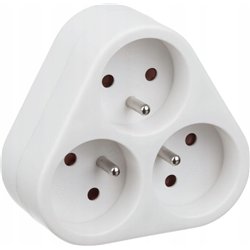 Legrand Rozgałęźnik 3gniazdowy z uziemieniem trójkątny 3x2P+Z Biały