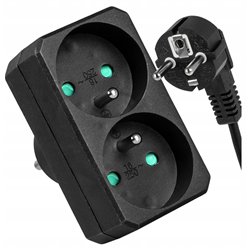 Rozgałęźnik sieciowy 2x 2P+0 3500W 230V czarny VA0131B VAYOX