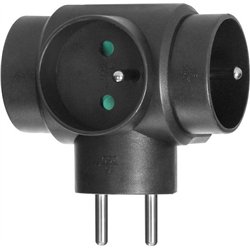 Orno Rozgałęźnik 3x2P+Z czarny OR-AE-13184/B
