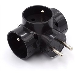 Rozgałęźnik elektryczny 3 gniazda uziemienie 1x2.5A 2x10A DPM P93, czarny