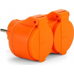 Montis Rozgałęźnik podwójny 2x2P+Z, 16A, 250V  IP44 pomarańczowy MT089