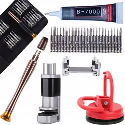 Rosfix Rosfix Imadełko do wyświetlaczy LCD + Zestaw precyzyjnych wkrętaków 25w1 w materiałowym etui + Klej B7000 + Przyssawka do