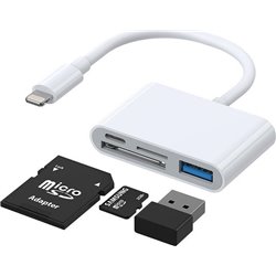 Czytnik Joyroom HUB czytnik kart adapter do iPhone OTG Lightning - USB czytnik kart SD TF biały