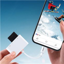Czytnik Joyroom HUB czytnik kart adapter do iPhone OTG Lightning - USB czytnik kart SD TF biały