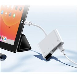 Czytnik Joyroom HUB czytnik kart adapter do iPhone OTG Lightning - USB czytnik kart SD TF biały