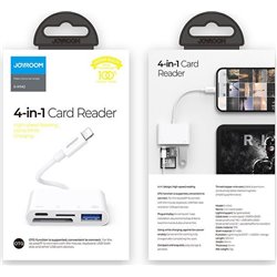 Czytnik Joyroom HUB czytnik kart adapter do iPhone OTG Lightning - USB czytnik kart SD TF biały