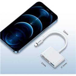 Czytnik Joyroom HUB czytnik kart adapter do iPhone OTG Lightning - USB czytnik kart SD TF biały