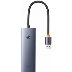 Hub Baseus UltraJoy Series Lite 4-Port USB-A / 3xUSB-A 3.0, RJ45, USB-C 5V (szary)
