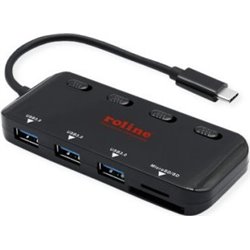 HUB USB Roline Koncentrator ROLINE USB 3.2 Gen 1, potrójny, kabel połączeniowy typu C