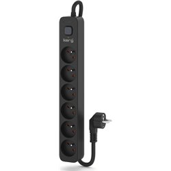 Listwa zasilająca Kerg Urządz. zas.-zabezpiecz. KERG z wyłącznikiem-6 gniazd-czarny-3m-16A-H05VV-F-3x1,5mm2