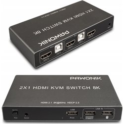 Konsola KVM Pawonik KONSOLA KVM HDMI 2.1 PRZEŁĄCZNIK SWITCH 4K 120HZ 8K 2 KOMPUTERY - 1 MONITOR